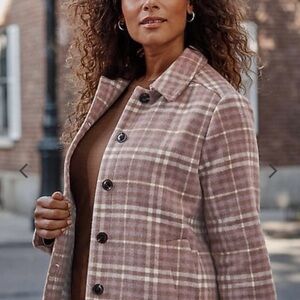 J. Jill Plum Heather Multi Plaid Jacket S NWT